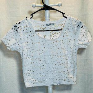 NWOT Zara Cropped Lace White Top Small